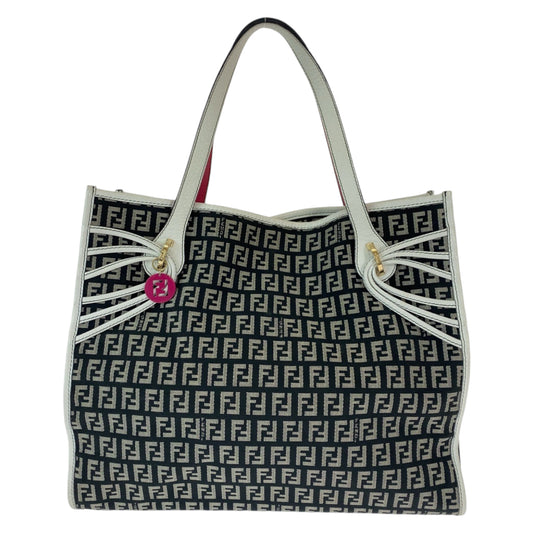 FENDI フェンディ ズッキーノ グレー ホワイト ゴールド金具 キャンバス 8BH153 トートバッグ ハンドバッグ  レディース