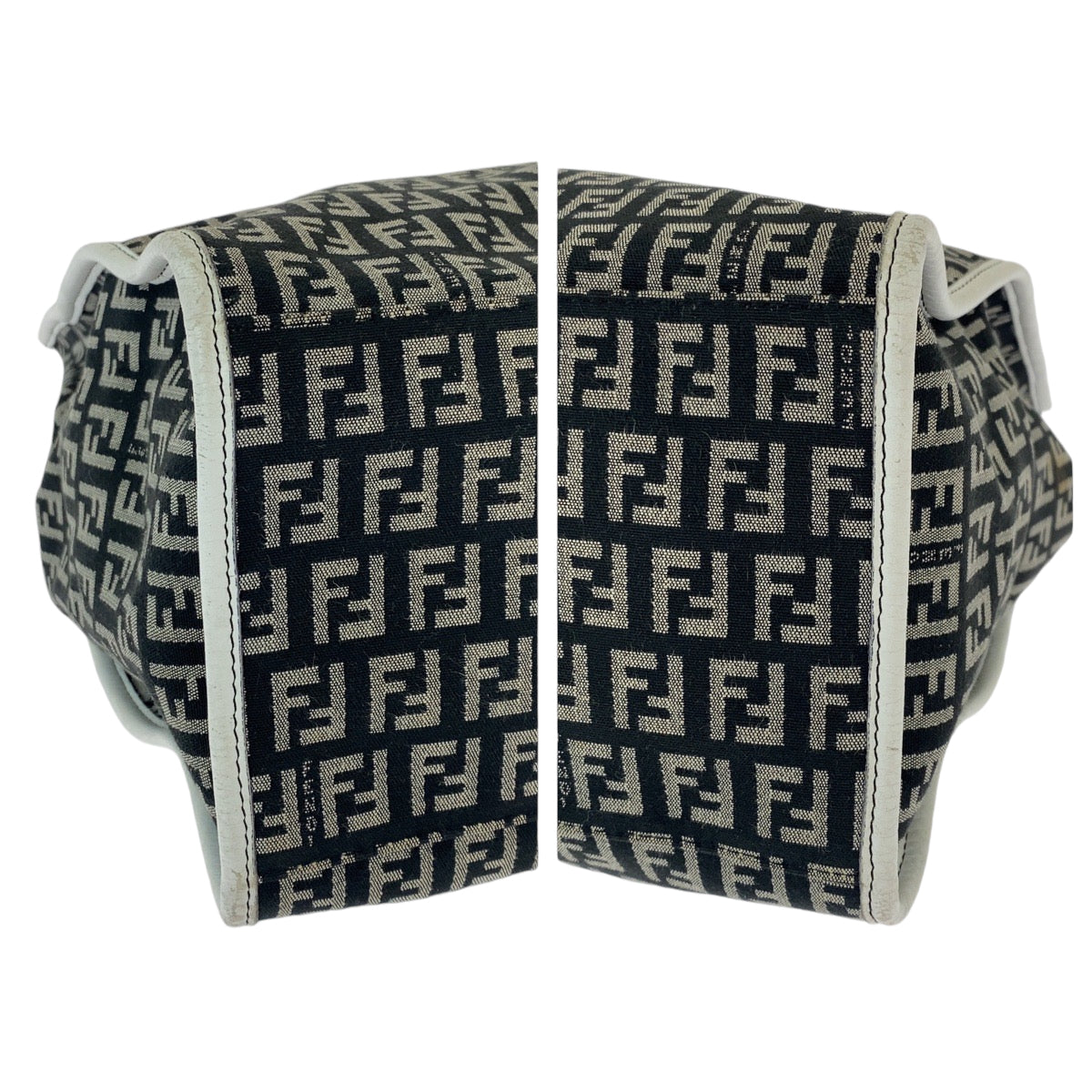 FENDI フェンディ ズッキーノ グレー ホワイト ゴールド金具 キャンバス 8BH153 トートバッグ ハンドバッグ  レディース