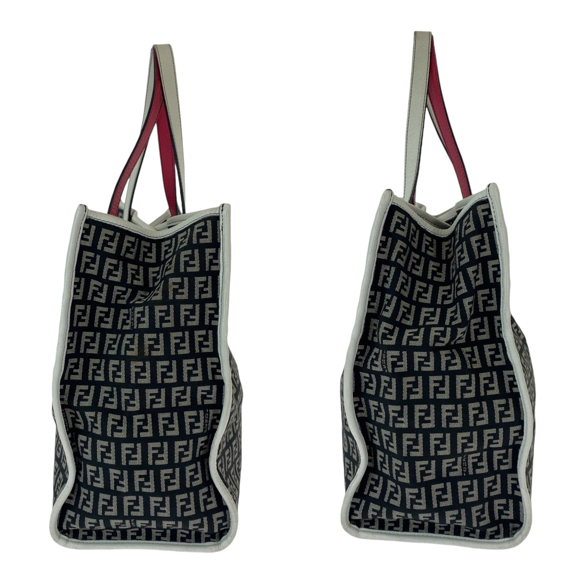 FENDI フェンディ ズッキーノ グレー ホワイト ゴールド金具 キャンバス 8BH153 トートバッグ ハンドバッグ  レディース