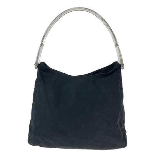 12278
PRADA プラダ テスート 三角ロゴプレート ブラック 黒 シルバー金具 ナイロン ワンショルダーバッグ 肩掛け プラハンドル  レディース