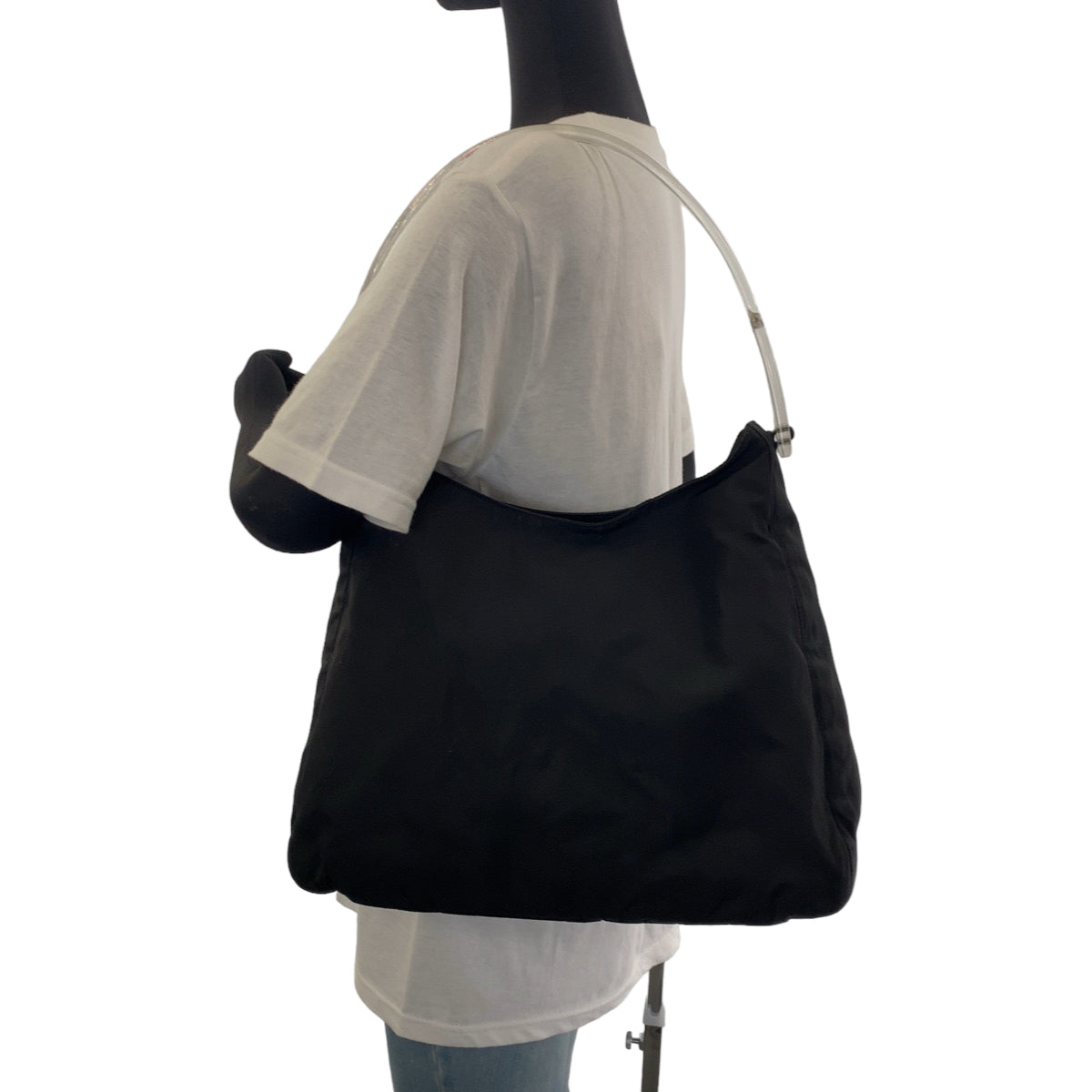 12278
PRADA プラダ テスート 三角ロゴプレート ブラック 黒 シルバー金具 ナイロン ワンショルダーバッグ 肩掛け プラハンドル  レディース
