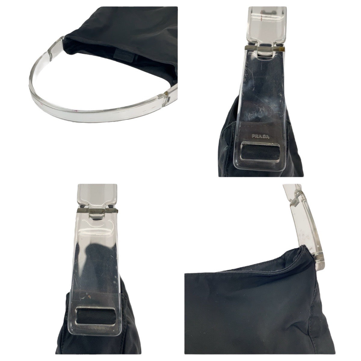 12278
PRADA プラダ テスート 三角ロゴプレート ブラック 黒 シルバー金具 ナイロン ワンショルダーバッグ 肩掛け プラハンドル  レディース