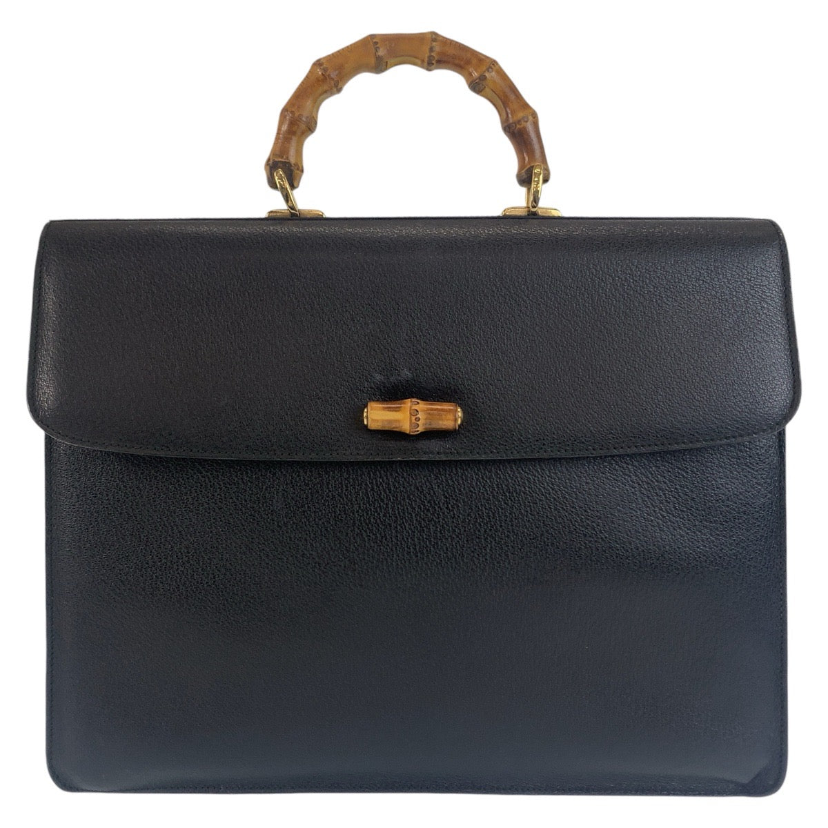 12277
GUCCI グッチ ヴィンテージ バンブー オールドグッチ ブラック 黒 ゴールド金具 レザー 015.1046.3304 ビジネスバッグ ブリーフケース A4対応  メンズ ABP42