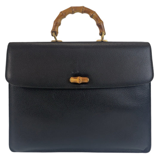 12277
GUCCI グッチ ヴィンテージ バンブー オールドグッチ ブラック 黒 ゴールド金具 レザー 015.1046.3304 ビジネスバッグ ブリーフケース A4対応  メンズ ABP42