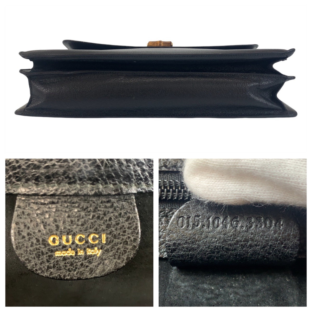 12277
GUCCI グッチ ヴィンテージ バンブー オールドグッチ ブラック 黒 ゴールド金具 レザー 015.1046.3304 ビジネスバッグ ブリーフケース A4対応  メンズ ABP42