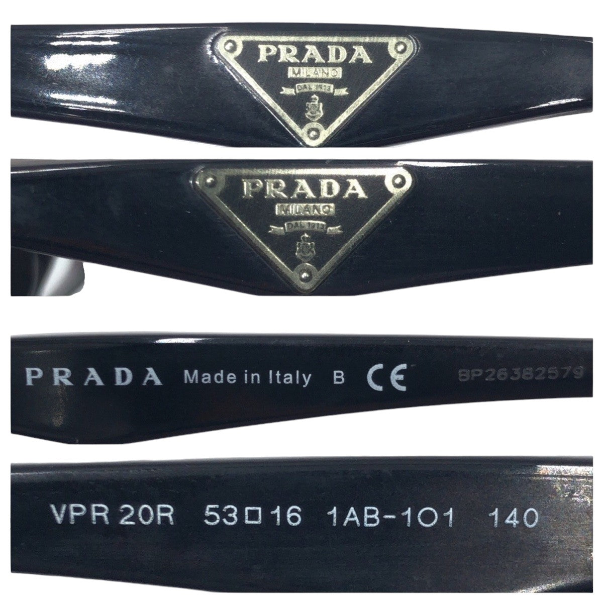 PRADA Prada Triangle Logo Black Plastic VPR20R 5316 1AB 1O1 140 Glasses Eyeglass Frames Women's