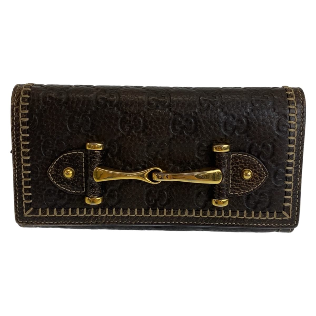 11818
GUCCI グッチ ホースビット グッチシマ ブラウン ゴールド金具 レザー 長財布 ロングウォレット 男女兼用  レディース