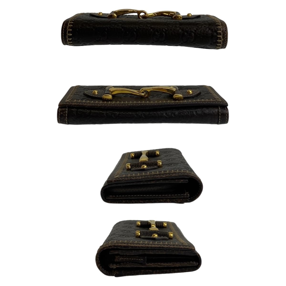 11818
GUCCI グッチ ホースビット グッチシマ ブラウン ゴールド金具 レザー 長財布 ロングウォレット 男女兼用  レディース