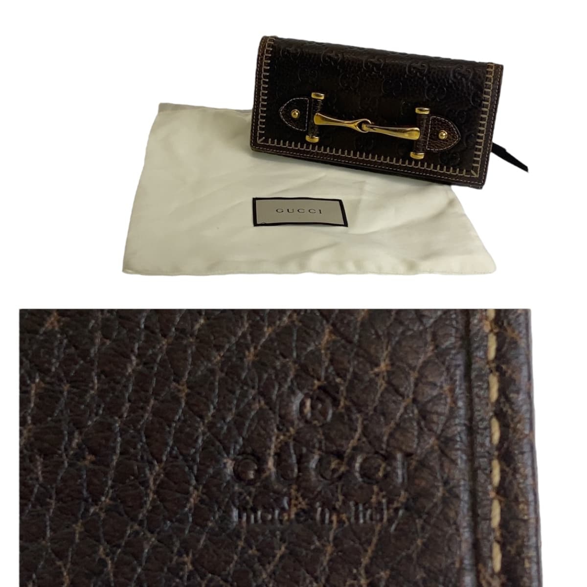 11818
GUCCI グッチ ホースビット グッチシマ ブラウン ゴールド金具 レザー 長財布 ロングウォレット 男女兼用  レディース