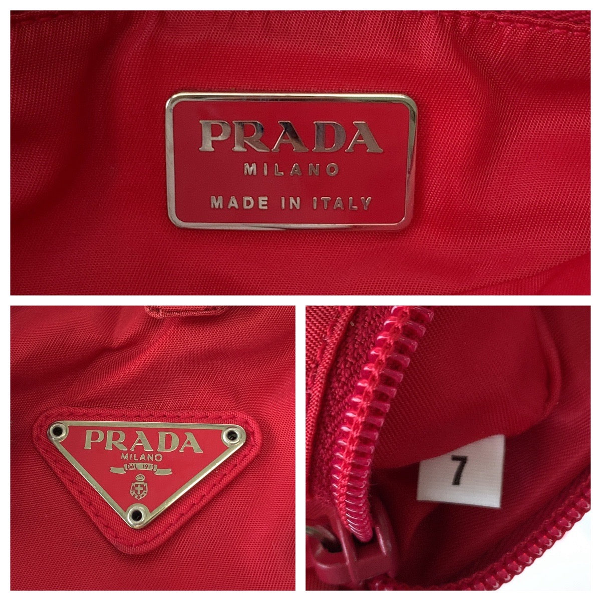 11819
PRADA プラダ テスート 三角ロゴプレート レッド クリア ナイロン B8169 トートバッグ ハンドバッグ  レディース