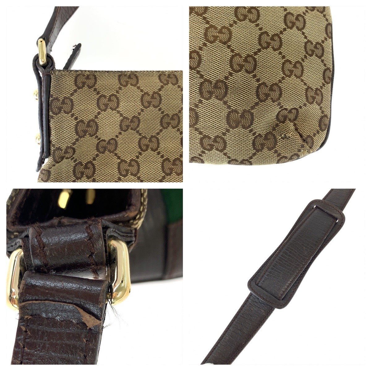 11820
GUCCI グッチ シェリーライン ホースビット ブラウン ベージュ ゴールド金具 GGキャンバス 141506 ショルダーバッグ 斜め掛け ポシェット  レディース