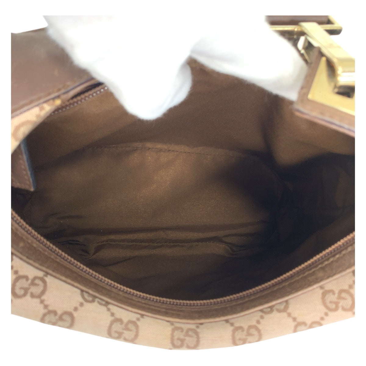 GUCCI グッチ GG柄 ブラウン ゴールド金具 GGキャンバス / レザー 001.4204 ショルダーバッグ  レディース