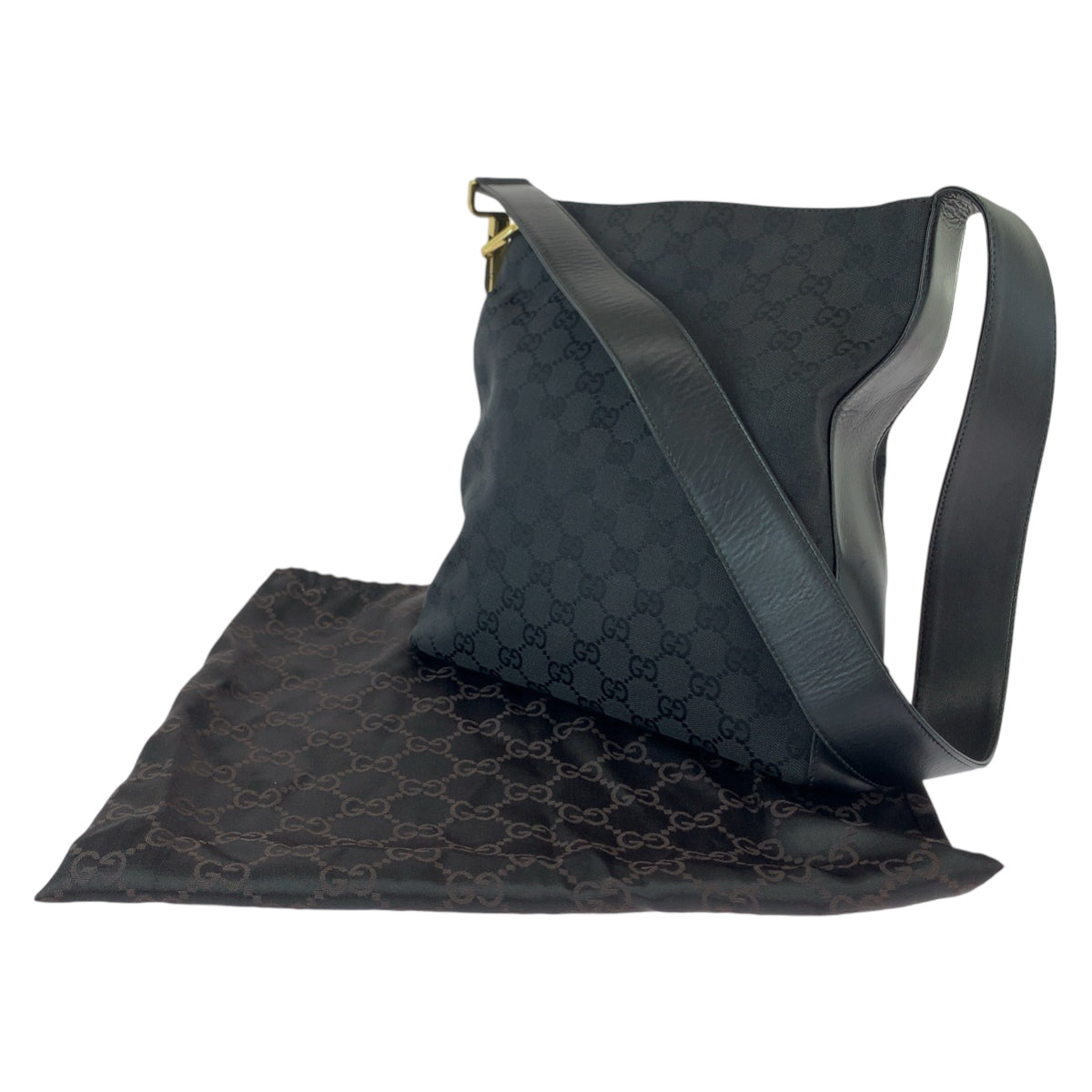 12270
GUCCI グッチ ブラック 黒 ゴールド金具 GGキャンバス 91761 ショルダーバッグ  レディース