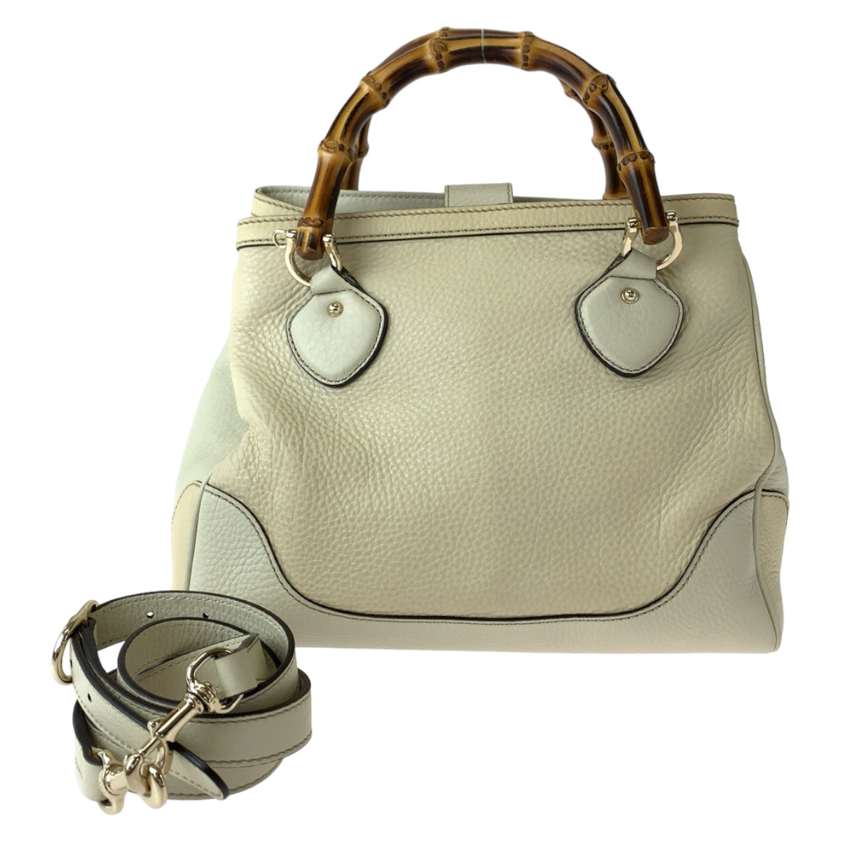 11825
GUCCI グッチ バンブー アイボリー ブラウン ゴールド金具 レザー 308360 ショルダーバッグ ハンドバッグ  レディース