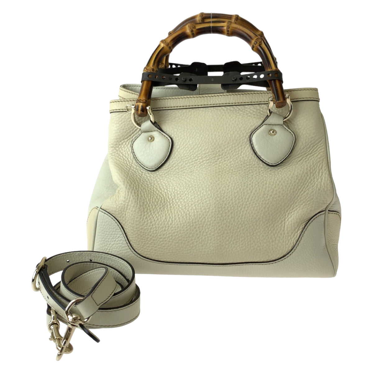 11825
GUCCI グッチ バンブー アイボリー ブラウン ゴールド金具 レザー 308360 ショルダーバッグ ハンドバッグ  レディース
