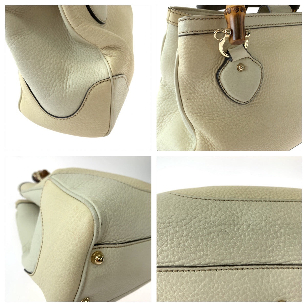 11825
GUCCI グッチ バンブー アイボリー ブラウン ゴールド金具 レザー 308360 ショルダーバッグ ハンドバッグ  レディース