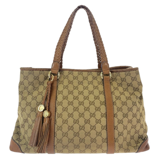 12269
GUCCI グッチ タッセル ブラウン ベージュ ゴールド金具 GGキャンバス / レザー 295326 トートバッグ ショルダーバッグ  レディース
