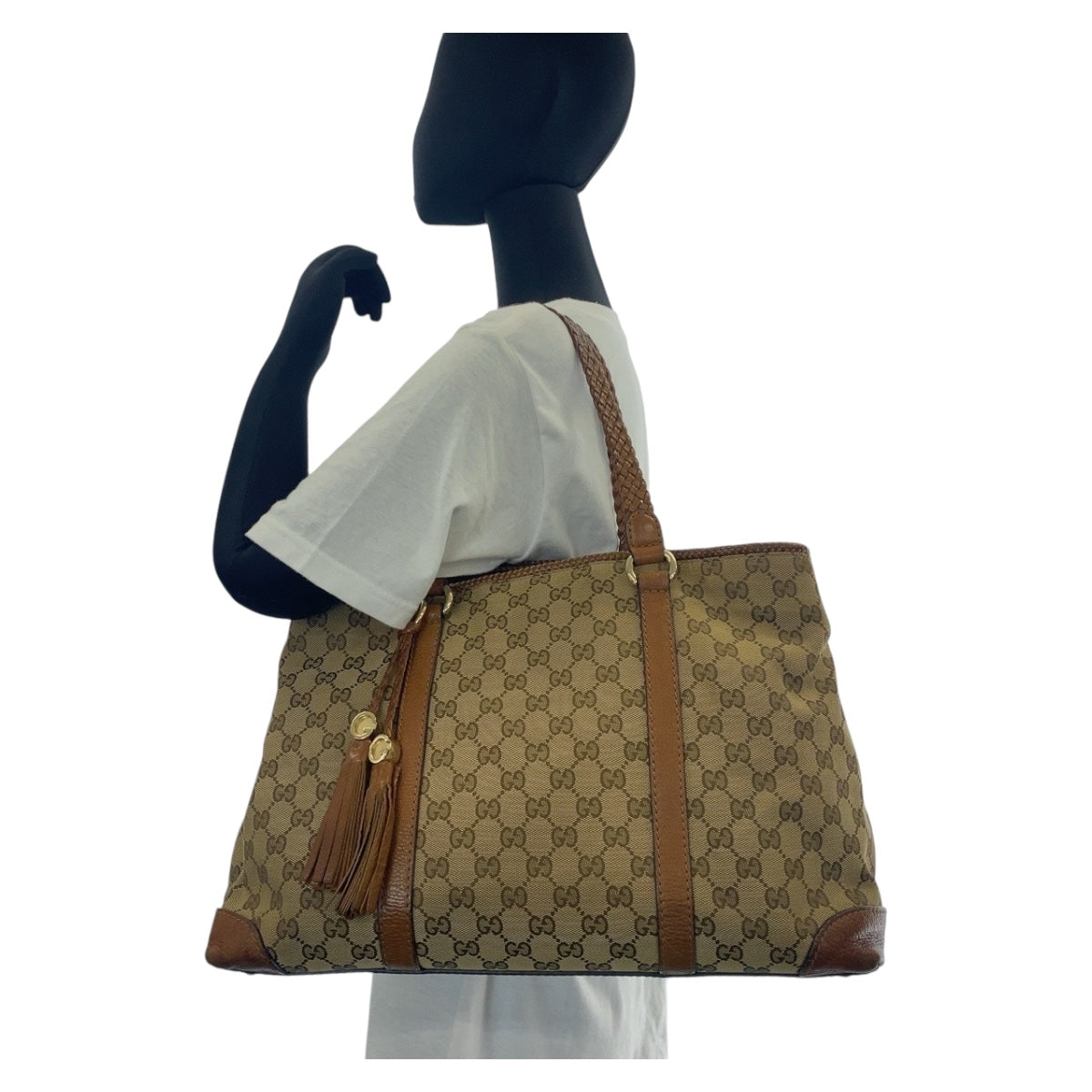 12269
GUCCI グッチ タッセル ブラウン ベージュ ゴールド金具 GGキャンバス / レザー 295326 トートバッグ ショルダーバッグ  レディース