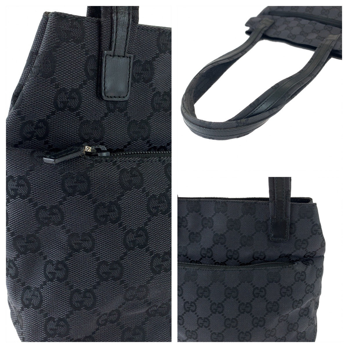 11826
GUCCI グッチ ブラック シルバー金具 GGキャンバス 002 1075 ショルダーバッグ トートバッグ  レディース