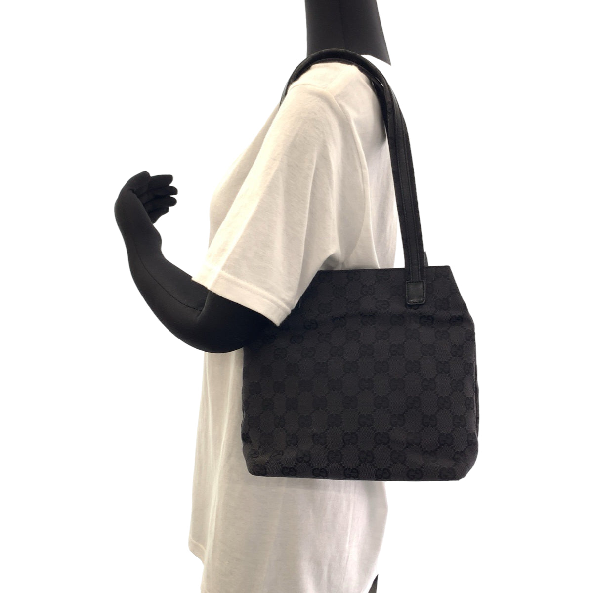 11826
GUCCI グッチ ブラック シルバー金具 GGキャンバス 002 1075 ショルダーバッグ トートバッグ  レディース