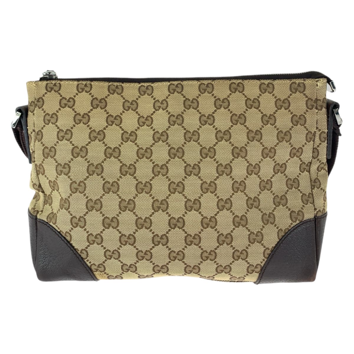 12267
GUCCI グッチ ブラウン ベージュ シルバー金具 GGキャンバス 114273 斜め掛け ショルダーバッグ メッセンジャーバッグ  レディース