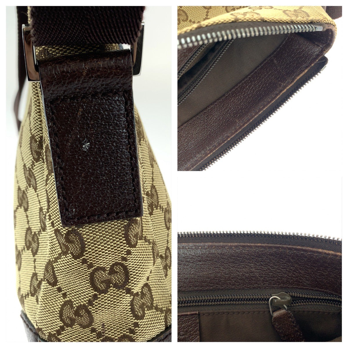 12267
GUCCI グッチ ブラウン ベージュ シルバー金具 GGキャンバス 114273 斜め掛け ショルダーバッグ メッセンジャーバッグ  レディース