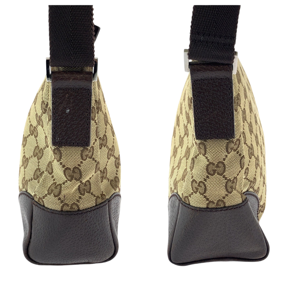 12267
GUCCI グッチ ブラウン ベージュ シルバー金具 GGキャンバス 114273 斜め掛け ショルダーバッグ メッセンジャーバッグ  レディース
