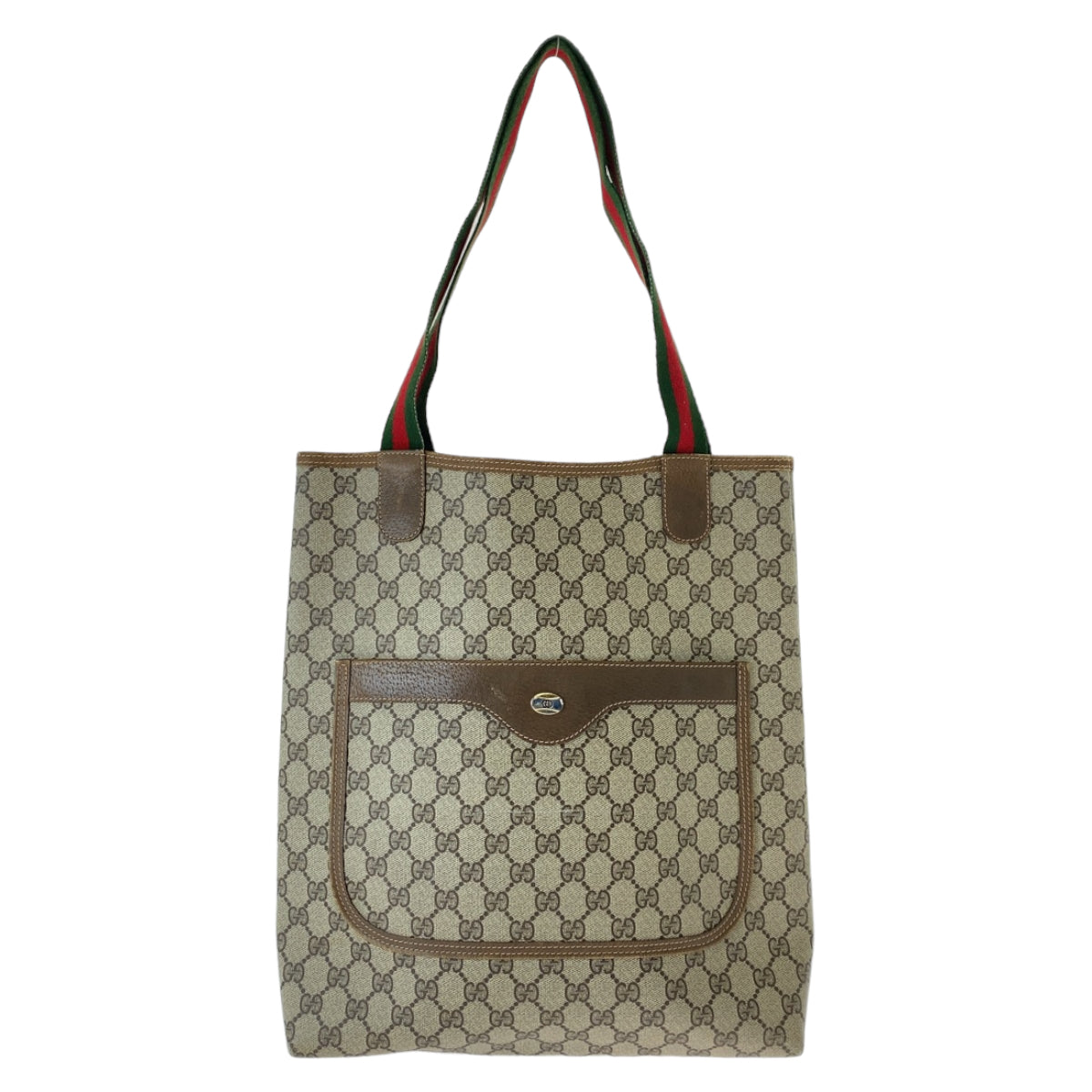 11829
 GUCCI Vintage Old Gucci Shelly Line Interlocking Brown Silver Hardware GG Supreme Canvas/Leather 120 02 003 Tote Bag Shoulder Bag Unisex A4 Storage Women's