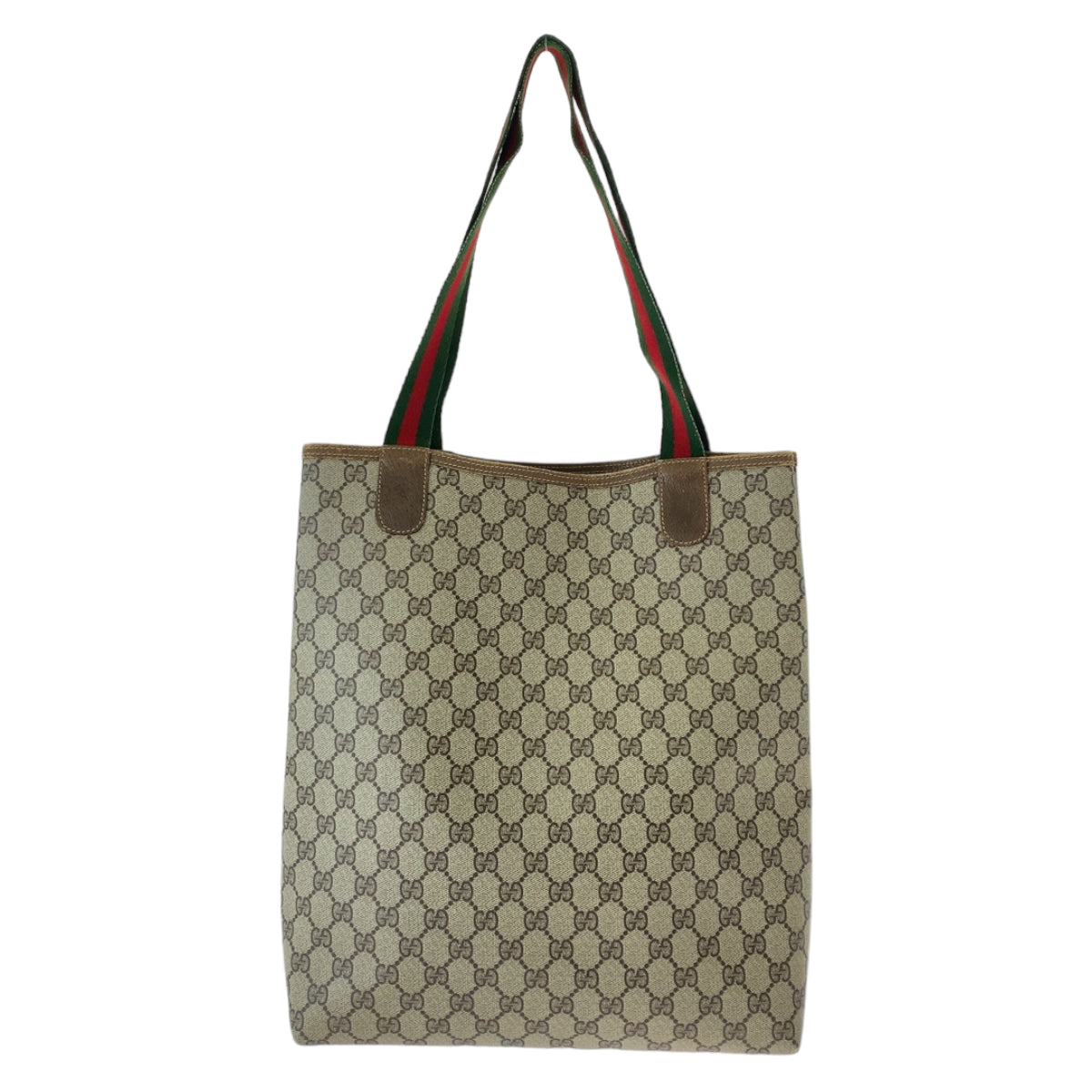 11829
 GUCCI Vintage Old Gucci Shelly Line Interlocking Brown Silver Hardware GG Supreme Canvas/Leather 120 02 003 Tote Bag Shoulder Bag Unisex A4 Storage Women's