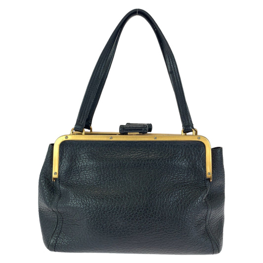 112266
PRADA プラダ ブラック 黒 ゴールド金具 レザー BR1918 がま口 ショルダーバッグ ハンドバッグ  レディース