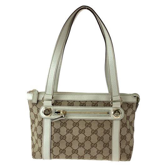 11832
GUCCI グッチ ブラウン ホワイト ゴールド金具 GGキャンバス / レザー 152458 トートバッグ ショルダーバッグ 肩掛け  レディース