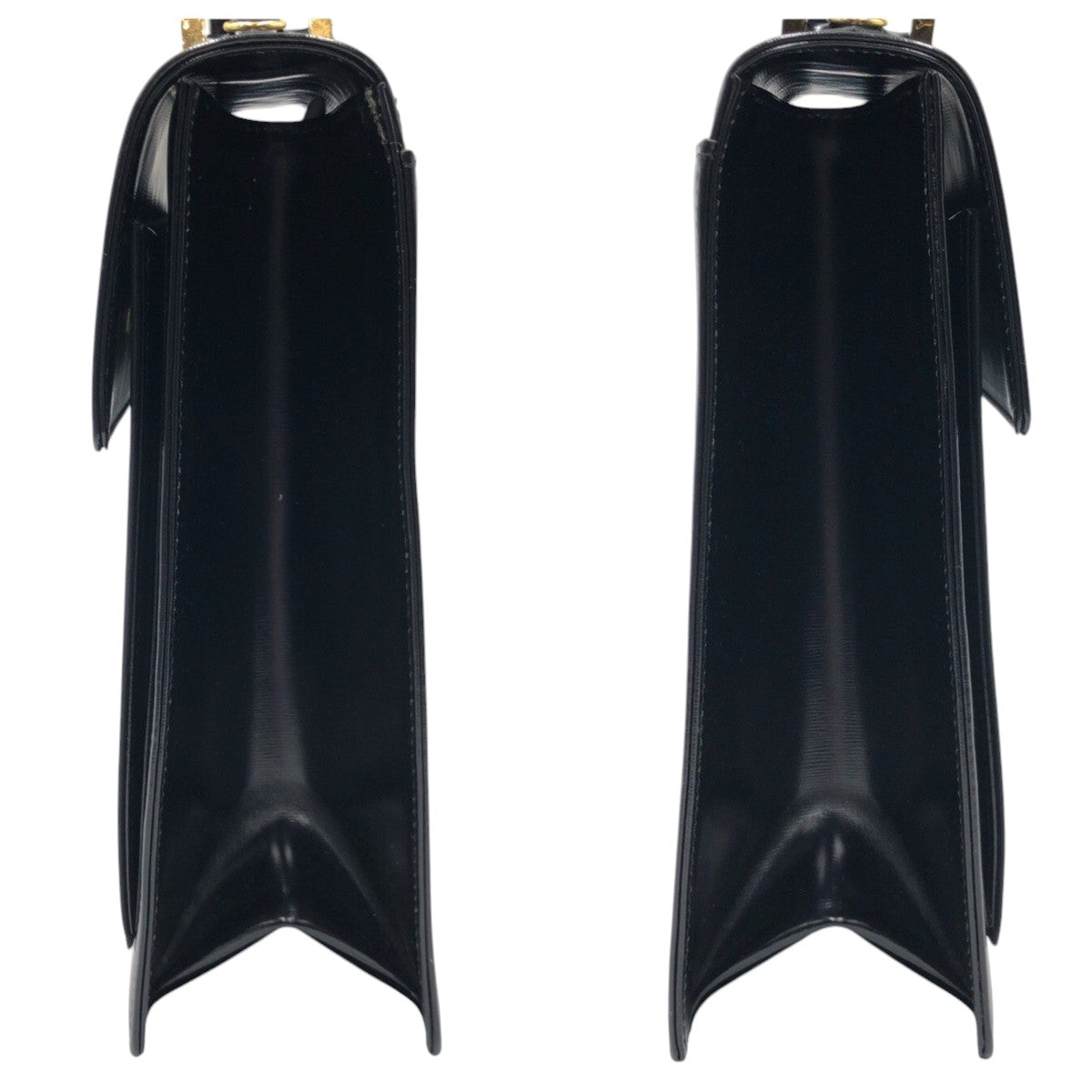 12898
YVES SAINT LAURENT イヴ サンローラン ヴィンテージ ブラック ゴールド金具 エナメル ハンドバッグ ショルダーバッグ レディース AB32