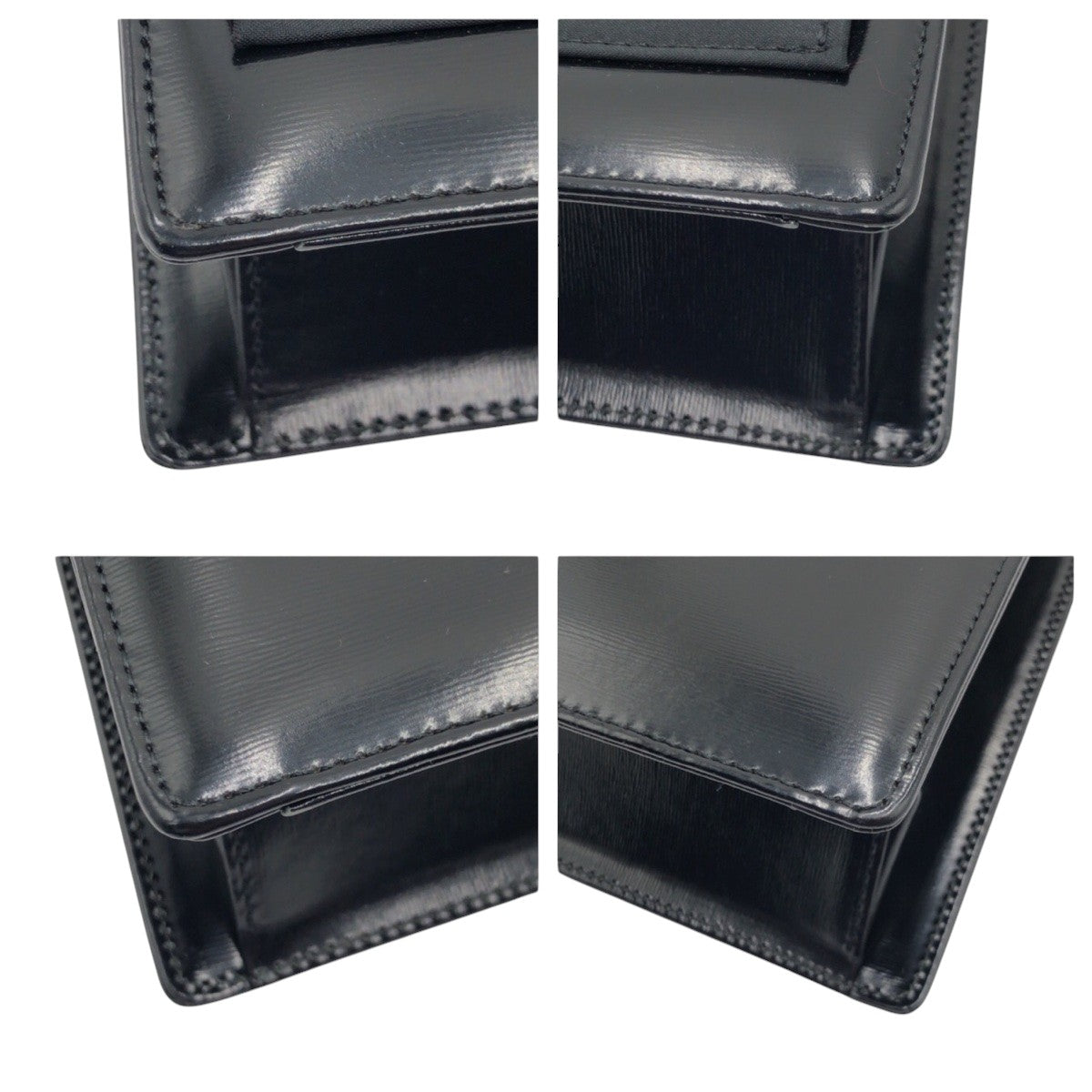 12898
YVES SAINT LAURENT イヴ サンローラン ヴィンテージ ブラック ゴールド金具 エナメル ハンドバッグ ショルダーバッグ レディース AB32