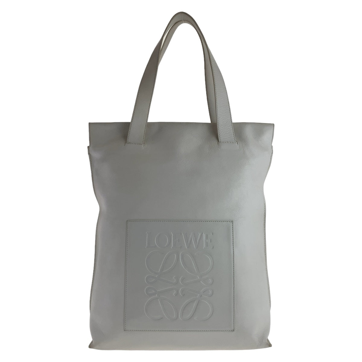 11834
LOEWE ロエベ アナグラム ショッパートート ホワイト シルバー金具 レザー トートバッグ ショルダーバッグ  レディース