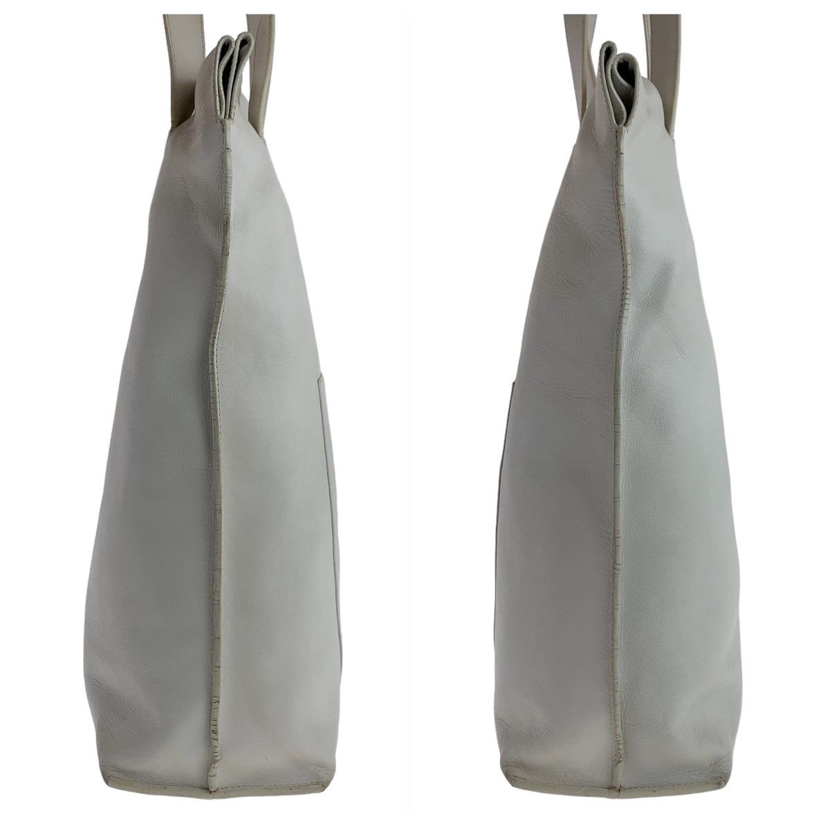 11834
LOEWE ロエベ アナグラム ショッパートート ホワイト シルバー金具 レザー トートバッグ ショルダーバッグ  レディース