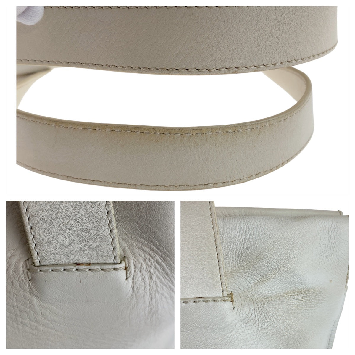 11834
LOEWE ロエベ アナグラム ショッパートート ホワイト シルバー金具 レザー トートバッグ ショルダーバッグ  レディース