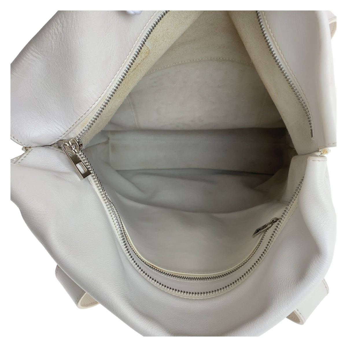 11834
LOEWE ロエベ アナグラム ショッパートート ホワイト シルバー金具 レザー トートバッグ ショルダーバッグ  レディース