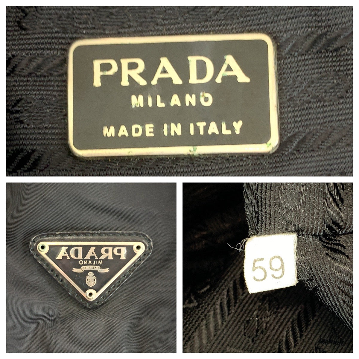 PRADA Tessuto Triangle Logo Plate Black Silver Hardware Nylon Backpack Women's