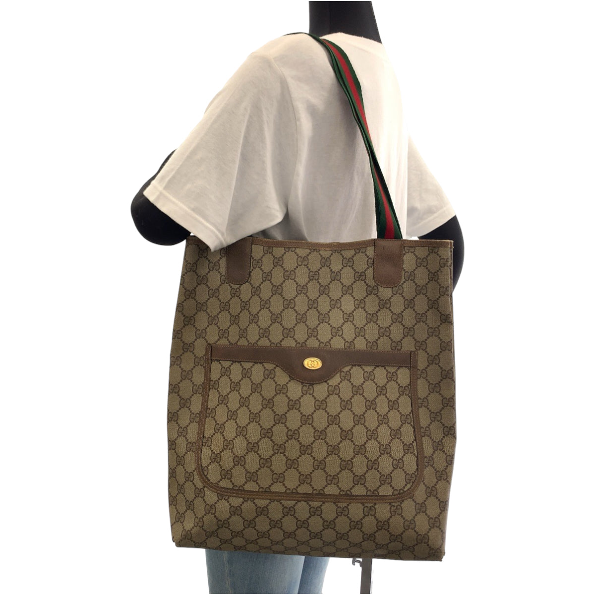 112259
GUCCI グッチ ヴィンテージ オールドグッチ シェリーライン ベージュ ブラウン ゴールド金具 GGスプリームキャンバス 39 02 003 トートバッグ ショルダーバッグ  レディース