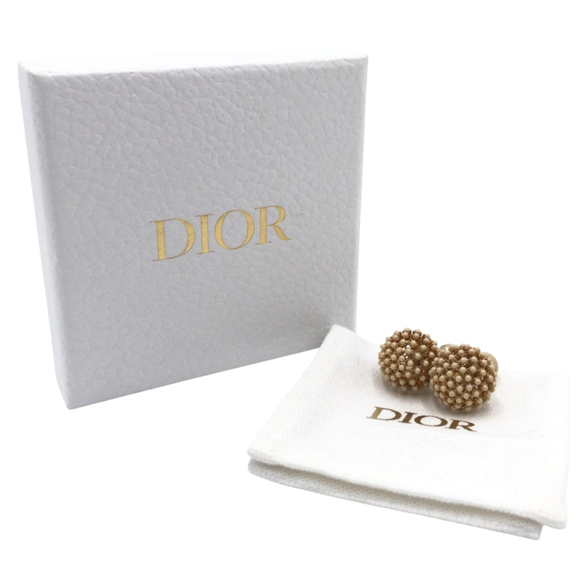 12902
Dior ディオール ゴールド ベージュ メタル ピアス 耳飾り  レディース