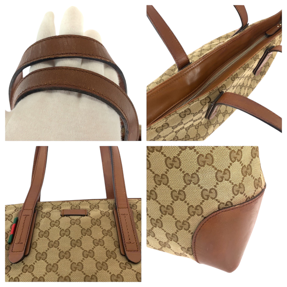 GUCCI グッチ ブラウン シルバー金具 GGキャンバス 308928 トートバッグ ショルダーバッグ  レディース