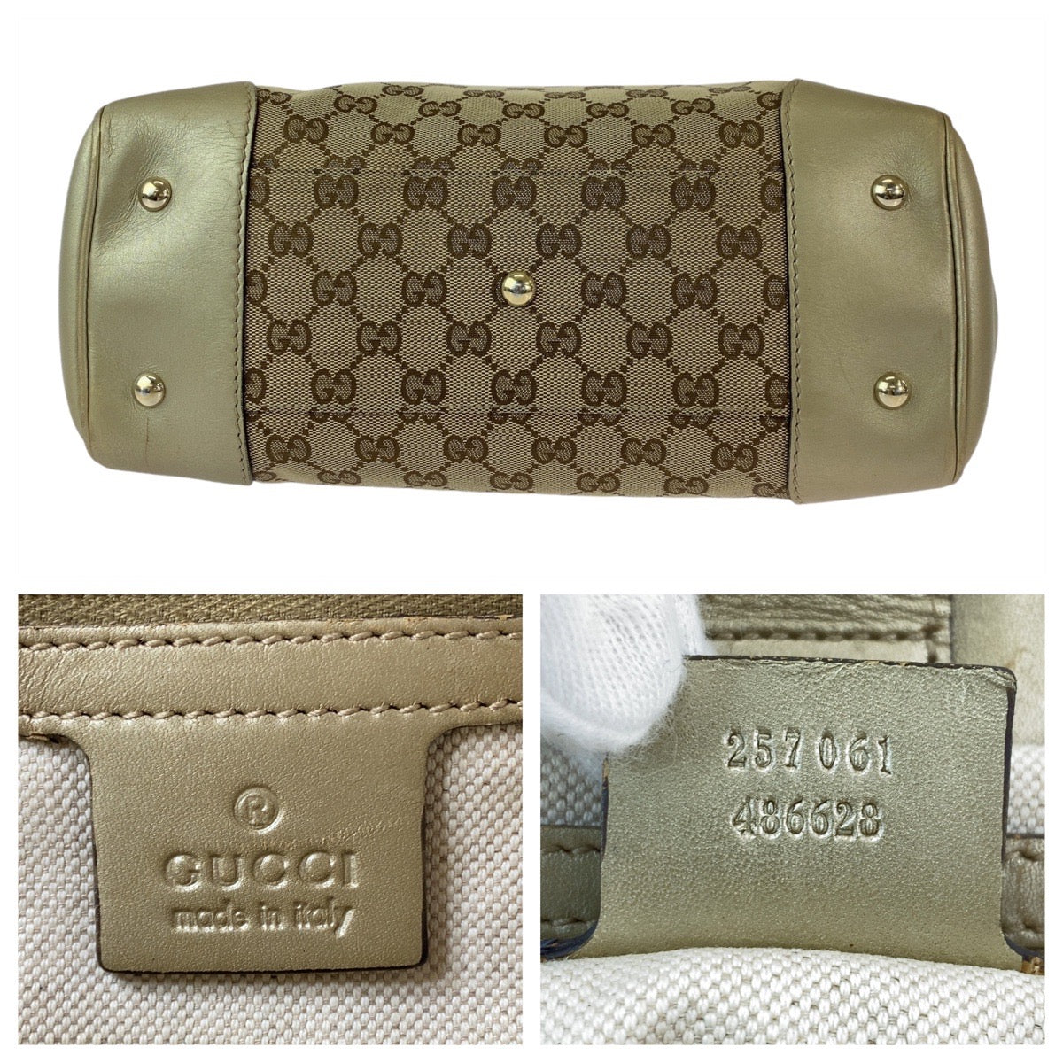 12254
GUCCI グッチ メイフェア ベージュ ゴールド ゴールド金具 GGキャンバス / レザー 257061 トートバッグ ショルダーバッグ  レディース