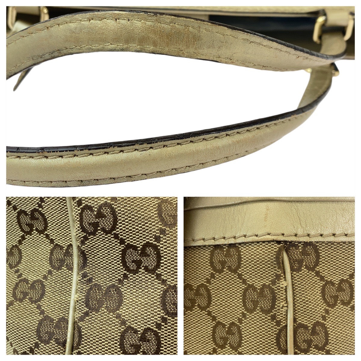 12254
GUCCI グッチ メイフェア ベージュ ゴールド ゴールド金具 GGキャンバス / レザー 257061 トートバッグ ショルダーバッグ  レディース