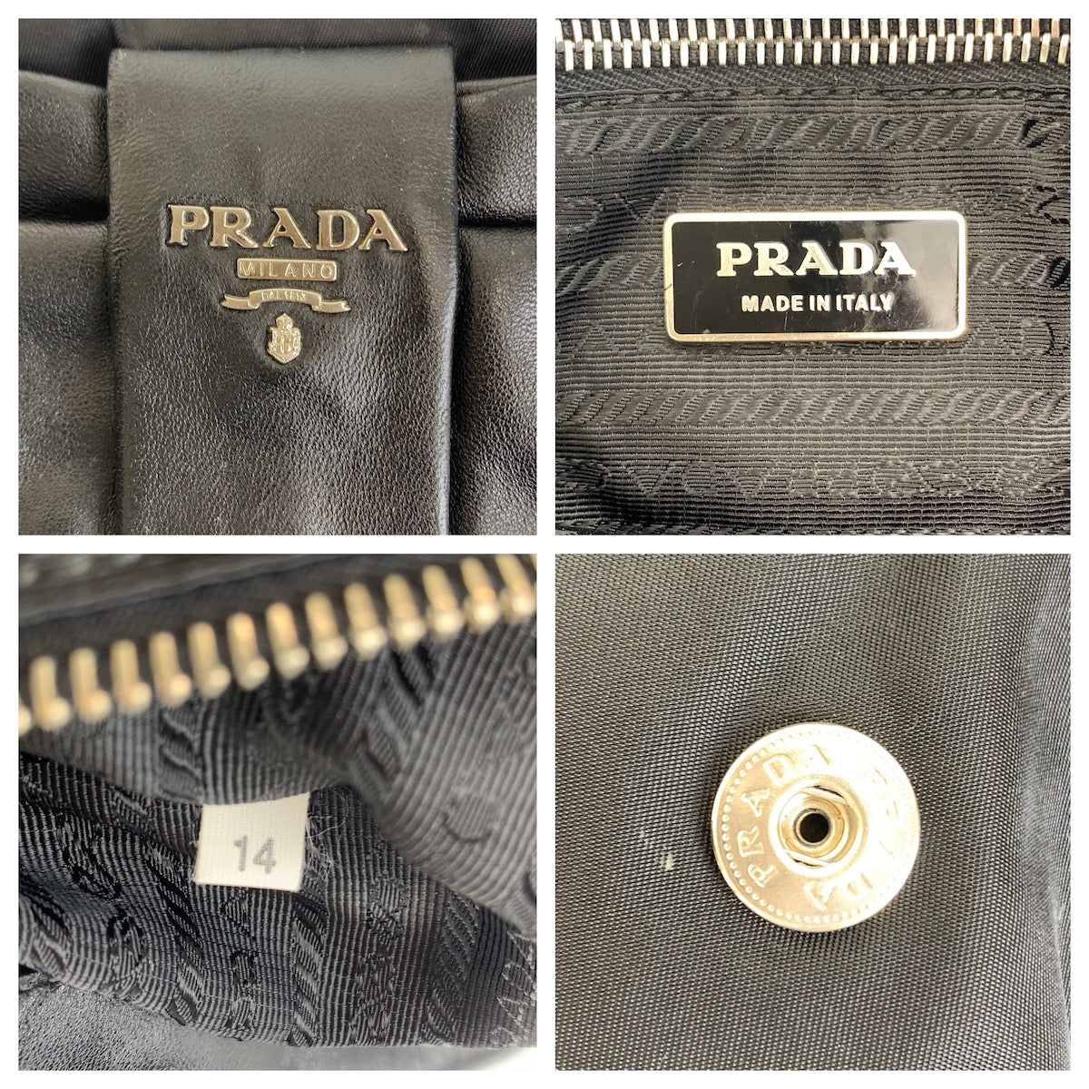 12251
PRADA プラダ テスート リボン ブラック 黒 シルバー金具 ナイロン / レザー トートバッグ ハンドバッグ  レディース