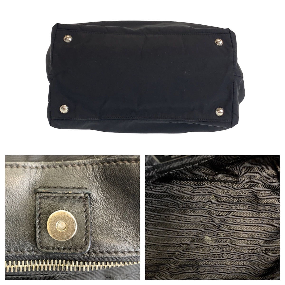 12251
PRADA プラダ テスート リボン ブラック 黒 シルバー金具 ナイロン / レザー トートバッグ ハンドバッグ  レディース