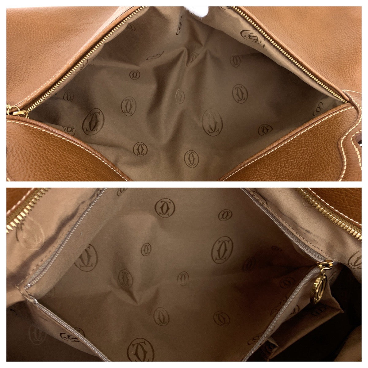 CARTIER カルティエ マルチェロ ブラウン ゴールド金具 レザー ハンドバッグ ショルダーバッグ  レディース ABP36