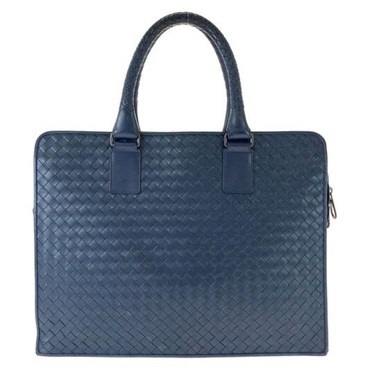 BOTTEGAVENETA ボッテガヴェネタ イントレチャート ネイビー ガンメタ金具 レザー ビジネスバッグ ブリーフケース  メンズ