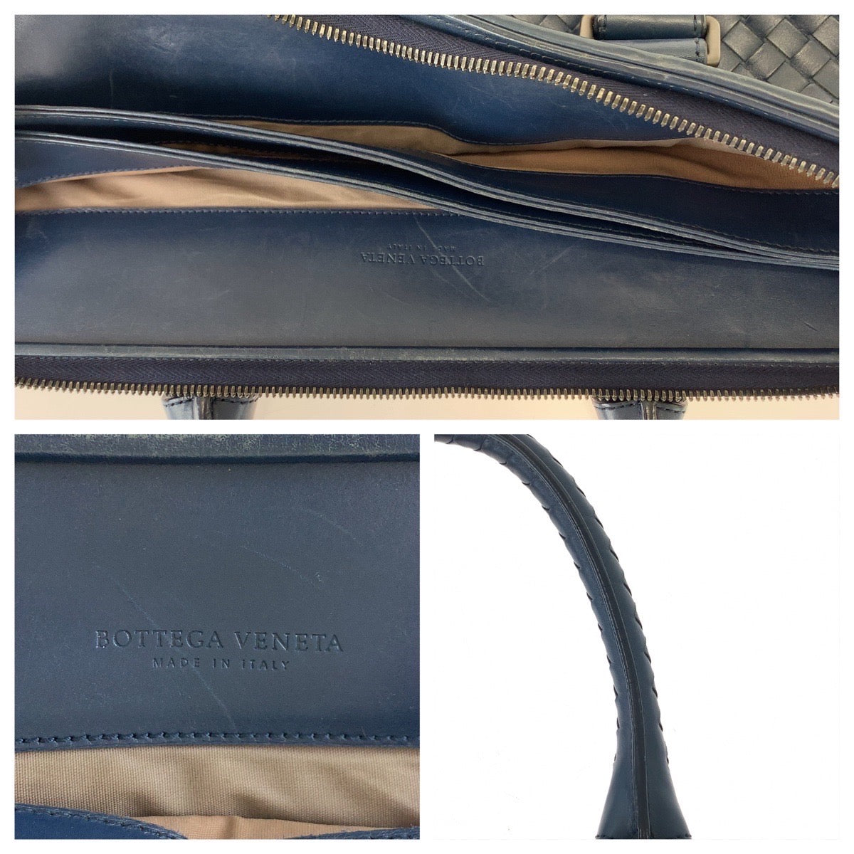 BOTTEGAVENETA ボッテガヴェネタ イントレチャート ネイビー ガンメタ金具 レザー ビジネスバッグ ブリーフケース  メンズ
