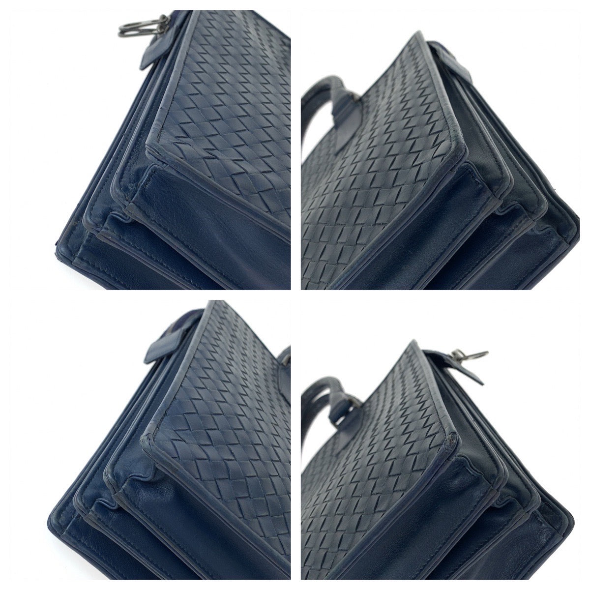 BOTTEGAVENETA ボッテガヴェネタ イントレチャート ネイビー ガンメタ金具 レザー ビジネスバッグ ブリーフケース  メンズ