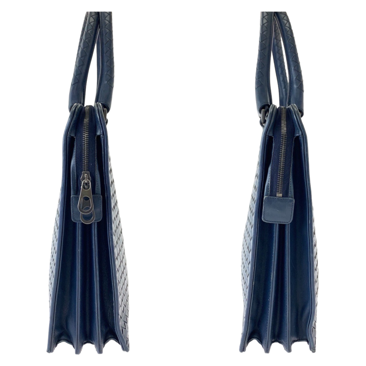 BOTTEGAVENETA ボッテガヴェネタ イントレチャート ネイビー ガンメタ金具 レザー ビジネスバッグ ブリーフケース  メンズ